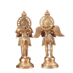 Brass Standing Hanuman and Garuda Divine Pair | 12" x 7" x 3.5" (30.5 x 17.8 x 8.9 cm) Each | 6 kg Total Sacred Art | Protection Duo